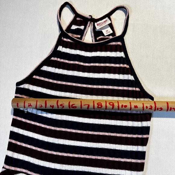 Mossimo Supply Co Mini Dress Knit Navy Burg Pink White Fit & Flaire Woman's XS - Picture 8 of 11